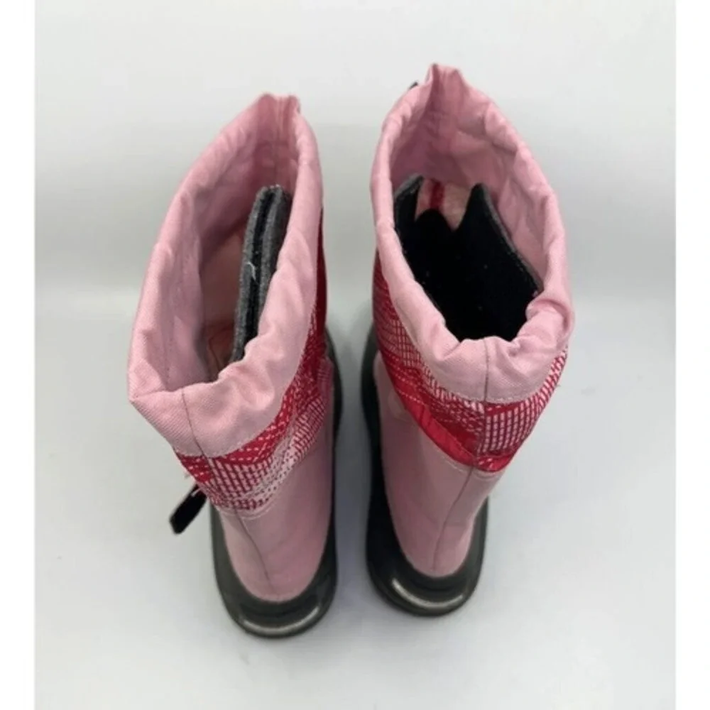 Columbia Snow Boots Kids Size 5 Pink Red Plaid Waterproof‎ BY1298-952 Good